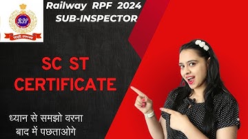 SC Certificate for RPF SI. ST Certificate for RRB RPF Sub Inspector 2024. RRB RPF Reservation