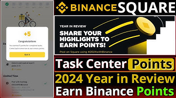 Binance Square Task Center and 2024 Year in Review || How to Earn Binance Points