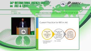 Patient selection criteria and indications for RRT in AKI - R.L. Mehta
