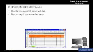 Hardware and Software: Types of Application Software - Spread sheet  Software Part 5 of 3rd term screenshot 1