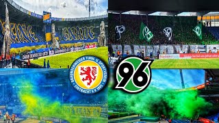 🔵🟡 Eintracht Braunschweig & ⚫⚪🟢 Hannover 96 ULTRAS Battle Support in DERBY SIEGER • 2Bundesliga