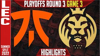 FNC vs MAD Highlights Game 3 | Playoffs Round 3 LEC Summer 2022 | Fnatic vs MAD Lions G3
