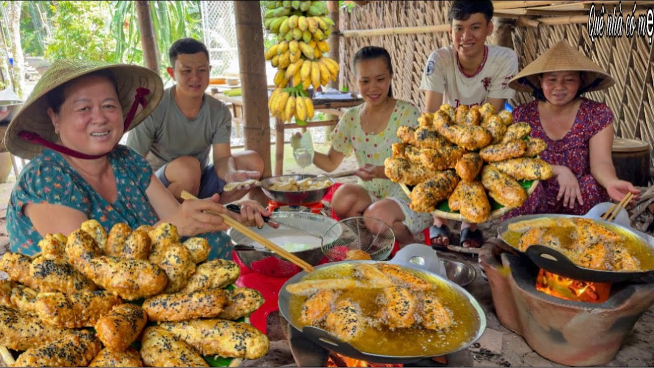 Bánh Chuối Chiên Giòn Rụm | Hương Vị Bánh Quê Nàng Dâu Con Rễ Vào Bếp Phụ Mẹ || Fried banana