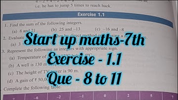 viva education start up mathematics class 7 ex 1.1 | start up maths ex 1.1 | integers