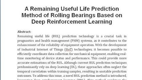 A Remaining Useful Life Prediction Method of Rolling Bearings Based on Deep Reinforcement Learning