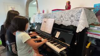 Horse drawn carriage - Faber piano adventures lesson book 2B - played by Natalie ( four hands )