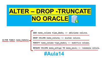 COMO ALTERAR - EXCLUIR TABELAS  E COLUNAS NO  ORACLE SQL DEVELOPER - ALTER - DROP  E TRUNCATE