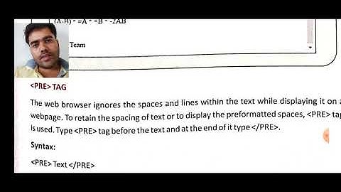 Pre tag and Font tag in HTML by Dr Surya Pratap Singh