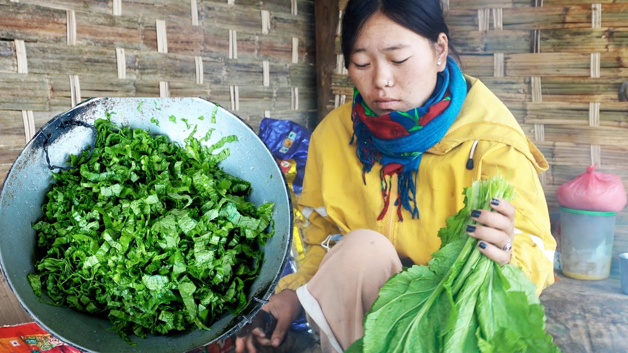 mustard greens curry simple recipe Nepali village Kitchen YouTube