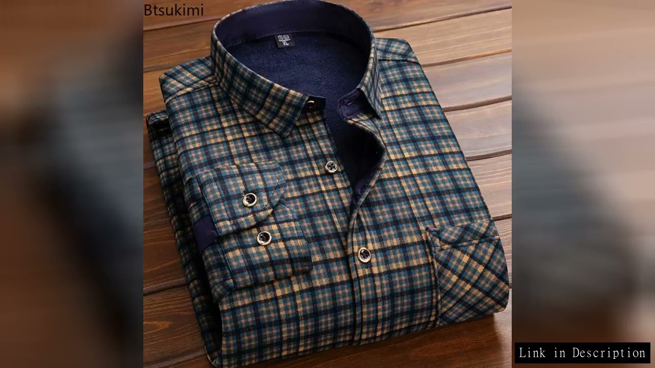 2025 Men's Autumn Winter Casual Long Sleeve Plaid Shirt Thick Warm Men's Casual High Quality Soft La