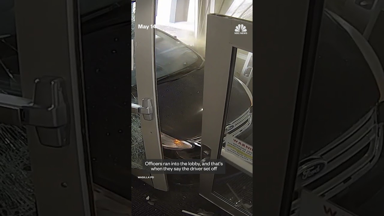 Footage captures a man crashing his car into an Alaskan police station Footage captures a man crashing his car into an Alaskan police station