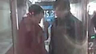 Kenny and Brandon and the hurricane machine in the mall.