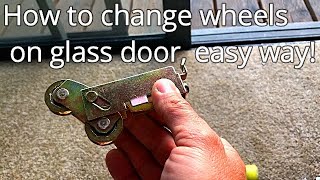 How to replace rollers, wheels on sliding glass patio door the easy way.