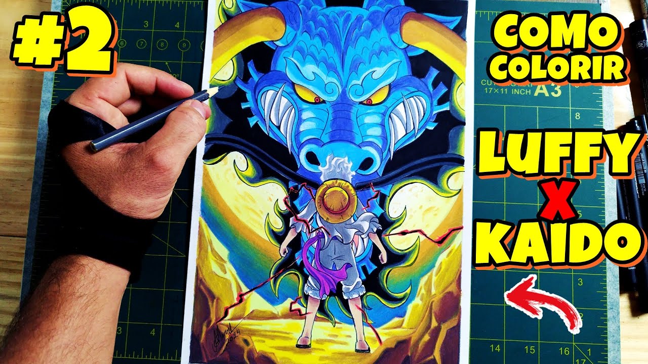 PINTURA INCRÍVEL! Como colorir o LUFFY GEAR 5 vs KAIDO DRAGÃO passo a ...