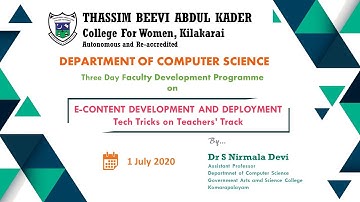 Day 1 - FDP on E Content Development and Deployment