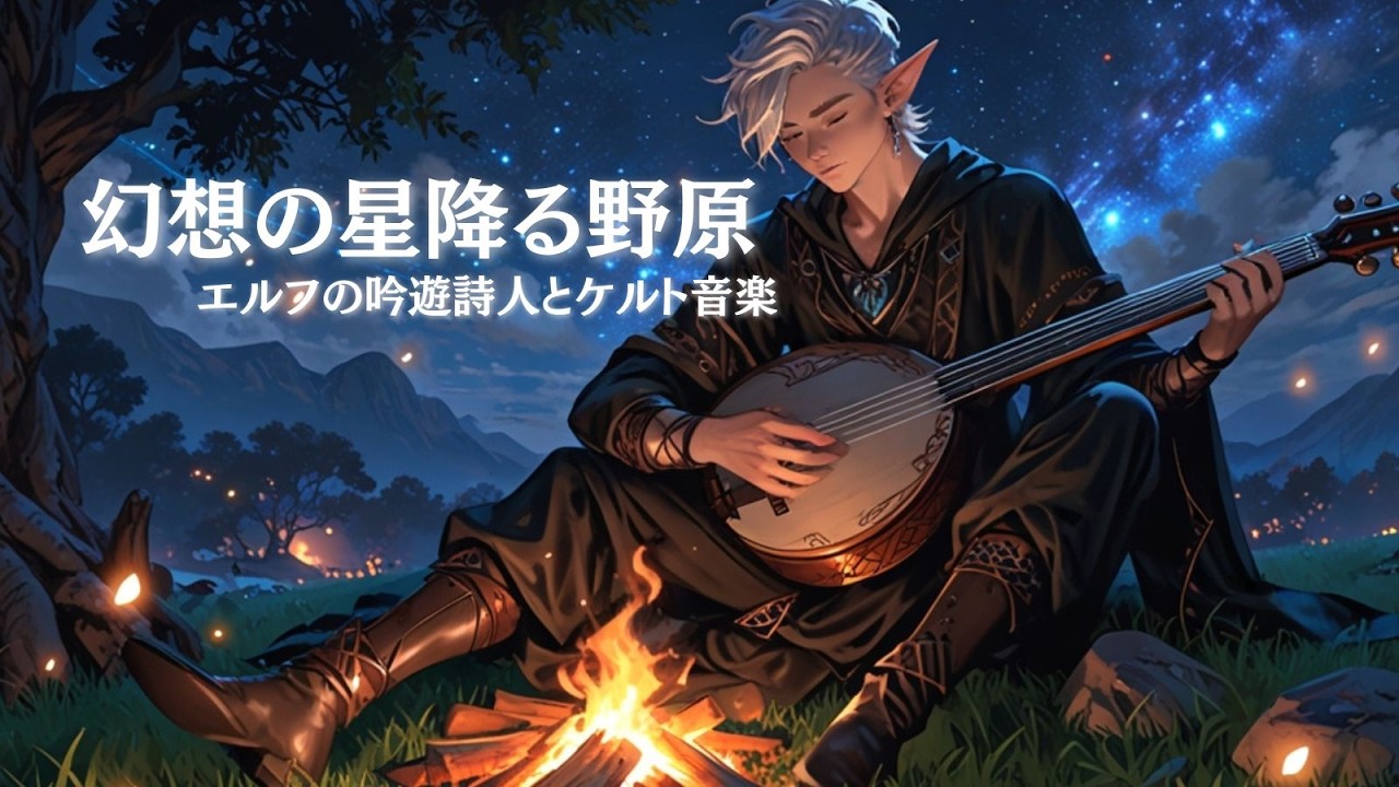 【ケルト音楽/作業用BGM】幻想の星降る野原｜エルフの吟遊詩人とケルト音楽（夜・集中）｜Fantasy Celtic Music