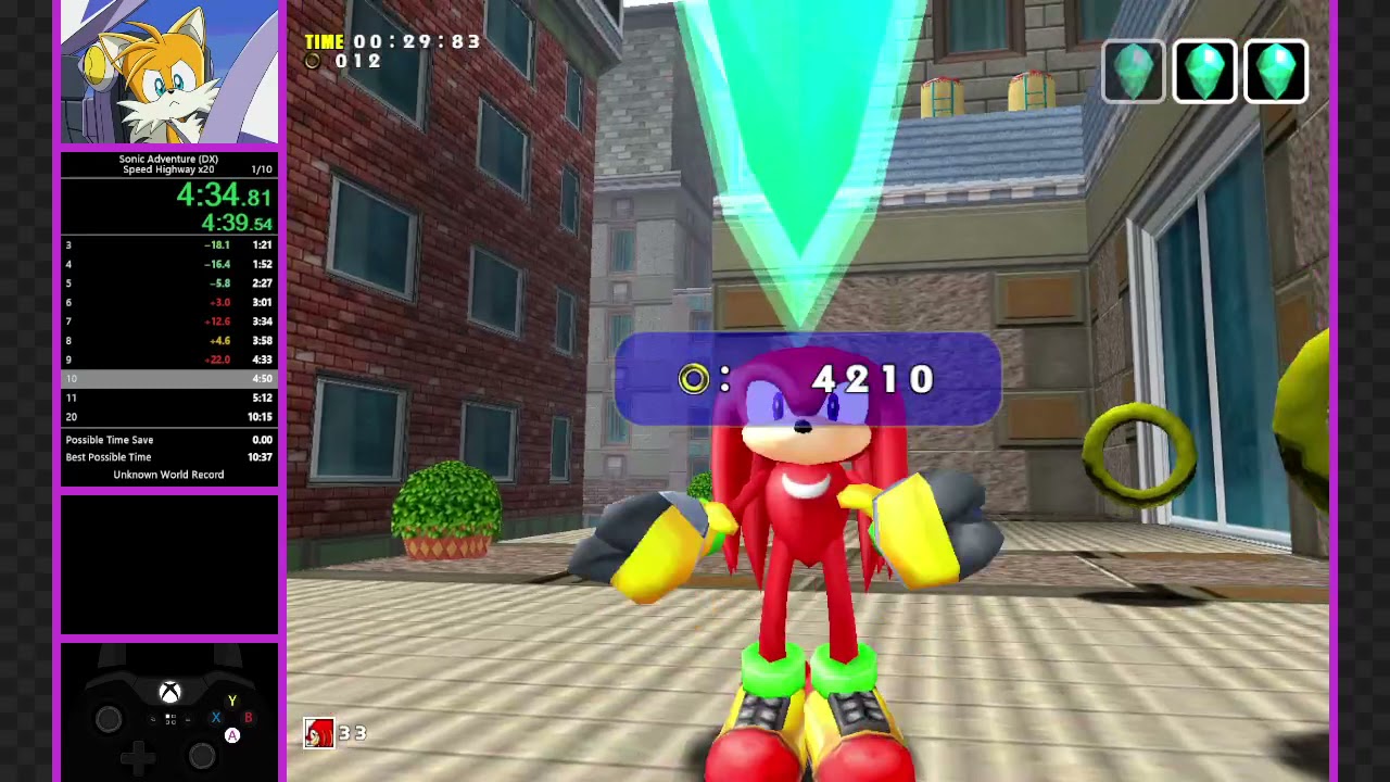 Sonic Adventure DX (PC) - Speed Highway x20 speedrun in 