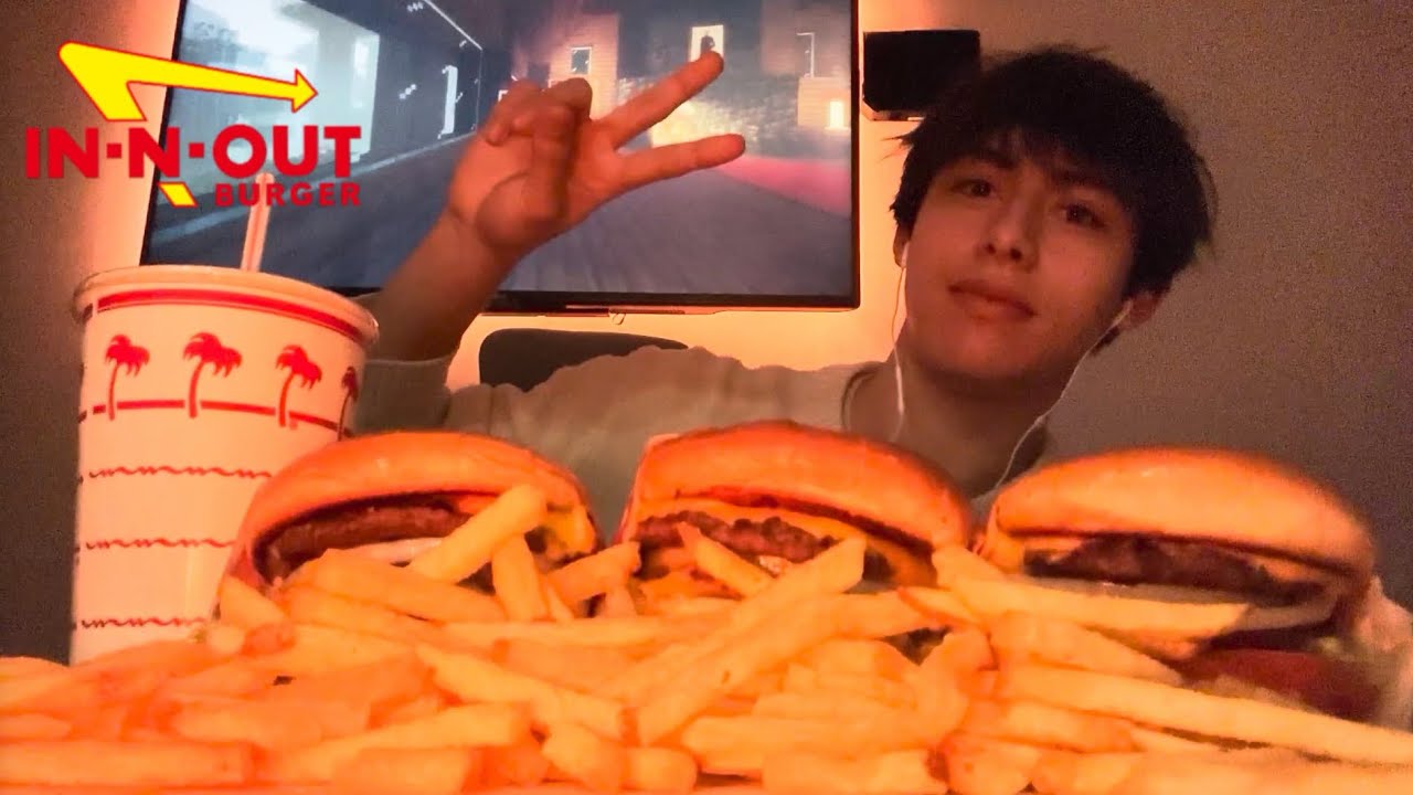 In-N-Out: Three 3x3 Burgers (ASMR Mukbang)