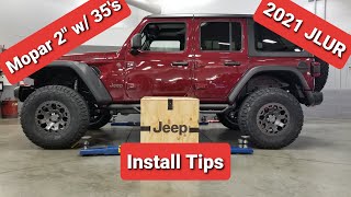 2021 Jeep Wrangler Unlimited Rubicon JLUR Mopar lift install with 35's, HOW TO