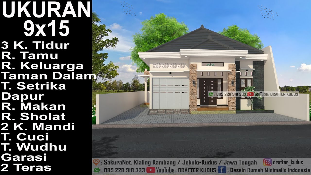 Modern House, Ukuran 9x15 II 3 K. Tidur II Desain Rumah Minimalis ...
