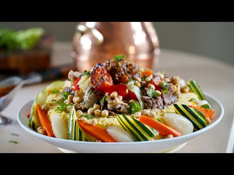 Couscous with lamb, chicken and vegetables, from the video
