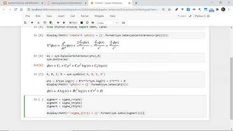 2D Elasticity – 10: Polar Coordinates Example – Pressure Vessel (with SymPy in Jupyter Notebook)