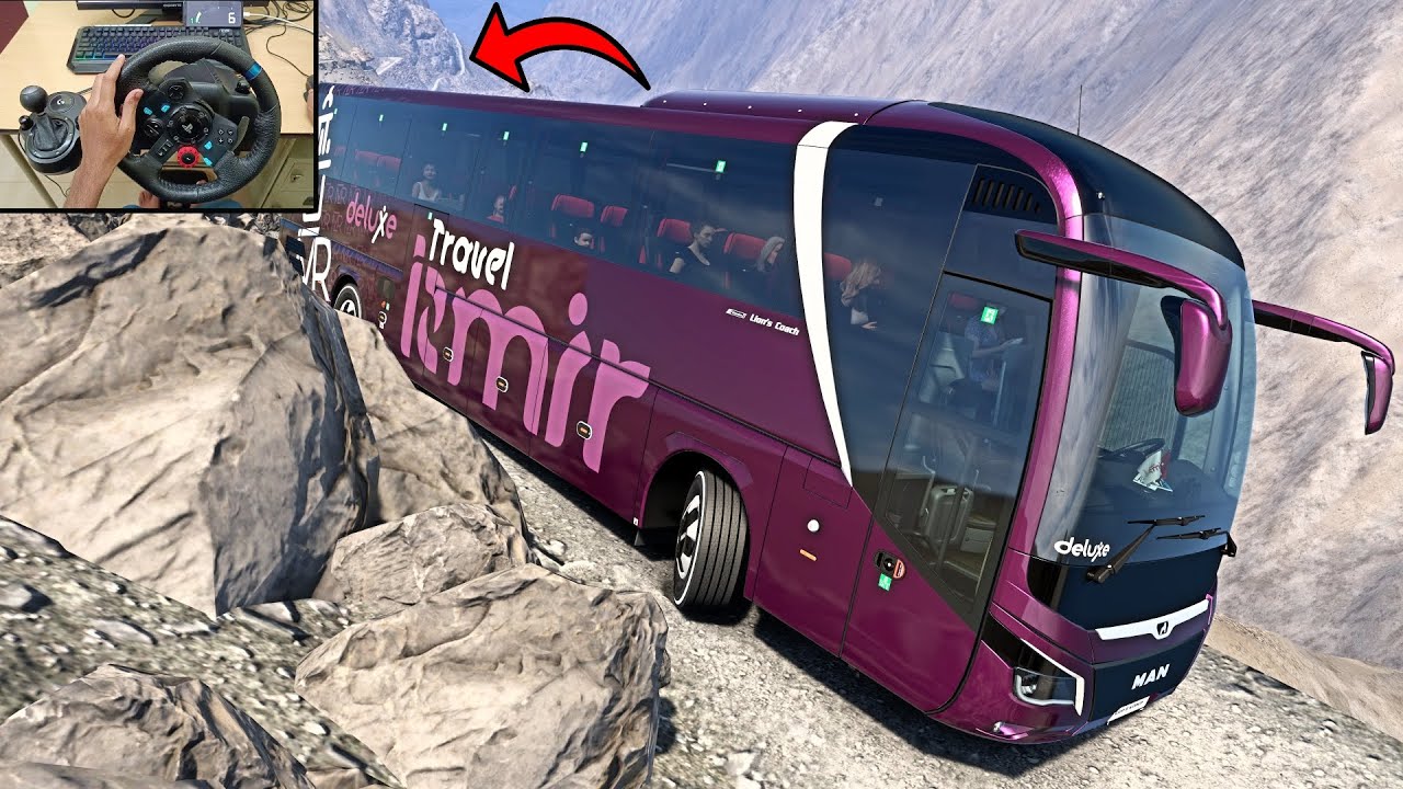 Extreme Bus Driving through death roads of Karakoram ➡️Pakistan | Bus Simulator | Logitech G29 Setup