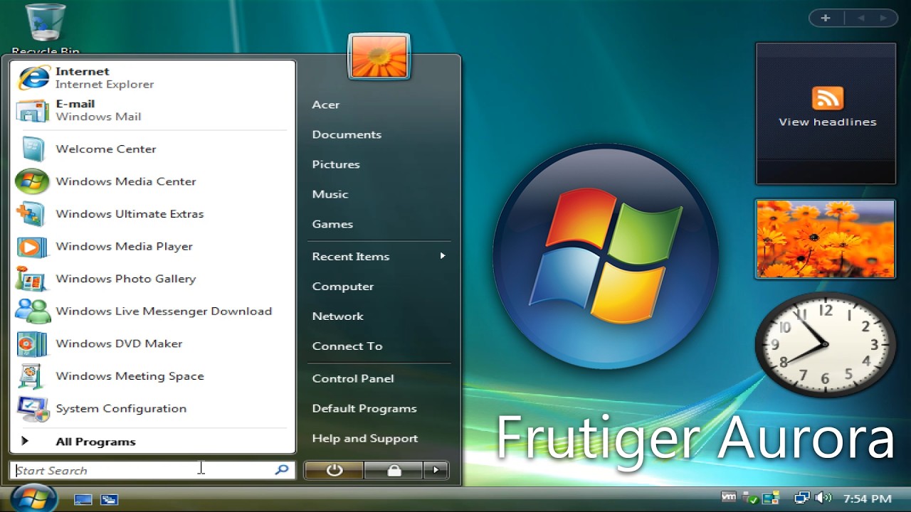 Windows Vista - The Frutiger Aurora Setup! (First Run)