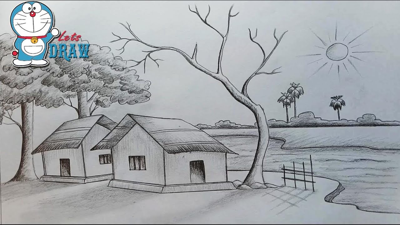 Natural Scenery Pencil Drawing Images - scenery