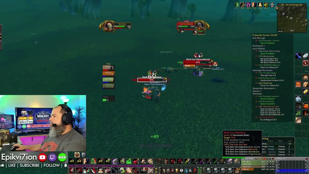 🙈THE DARK IRON QUEST ⬇️ 5 LEVELS TOO LOW 💥Pt.7 ☠️HARDCORE ⚔️WARRIOR 🌎WORLD OF WARCRAFT 🏛️CLASSIC 💀=👻