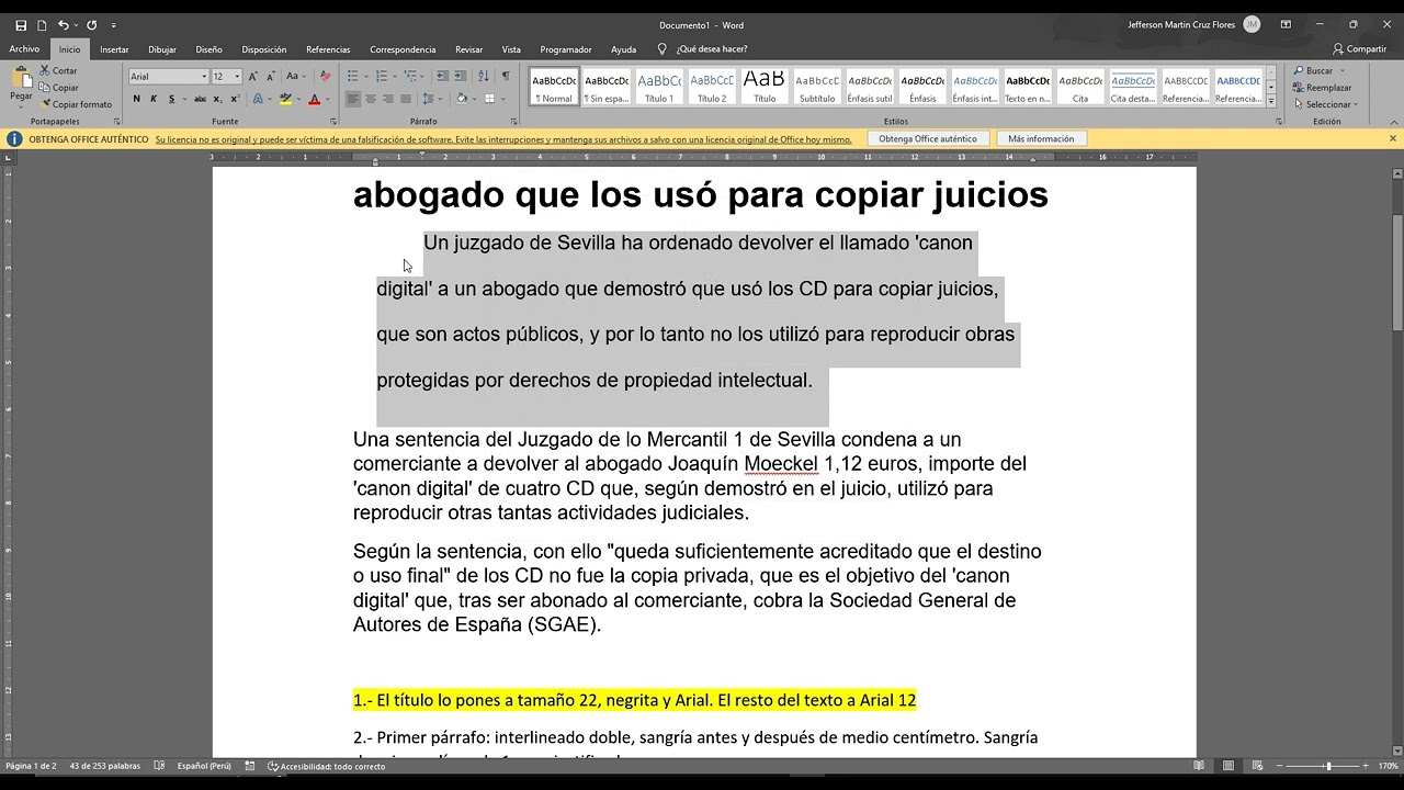 Configuración de párrafos I - Word 2019