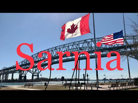 Sarnia Ontario Downtown | Blue Water Bridge | Canada-USA border | Best City to live in Canada 4K