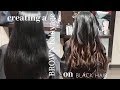 creating a brown BALAYAGE on black hair