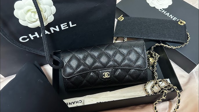 Chanel Wallet On Chain 20K Black Quilted Caviar French New Wave CC with  light gold hardware