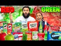 GREEN FOOD VS. RED FOOD (CLARENCE &amp; CJ) Vlogmas Day 14