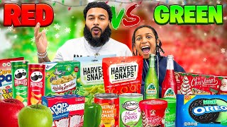 GREEN FOOD VS. RED FOOD (CLARENCE & CJ) Vlogmas Day 14