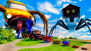 ALL MONSTERS.EXE Big & Small Cars vs Downhill Madness with EPIC BATTLE CAR EATER & TOILET HOUSE HEAD