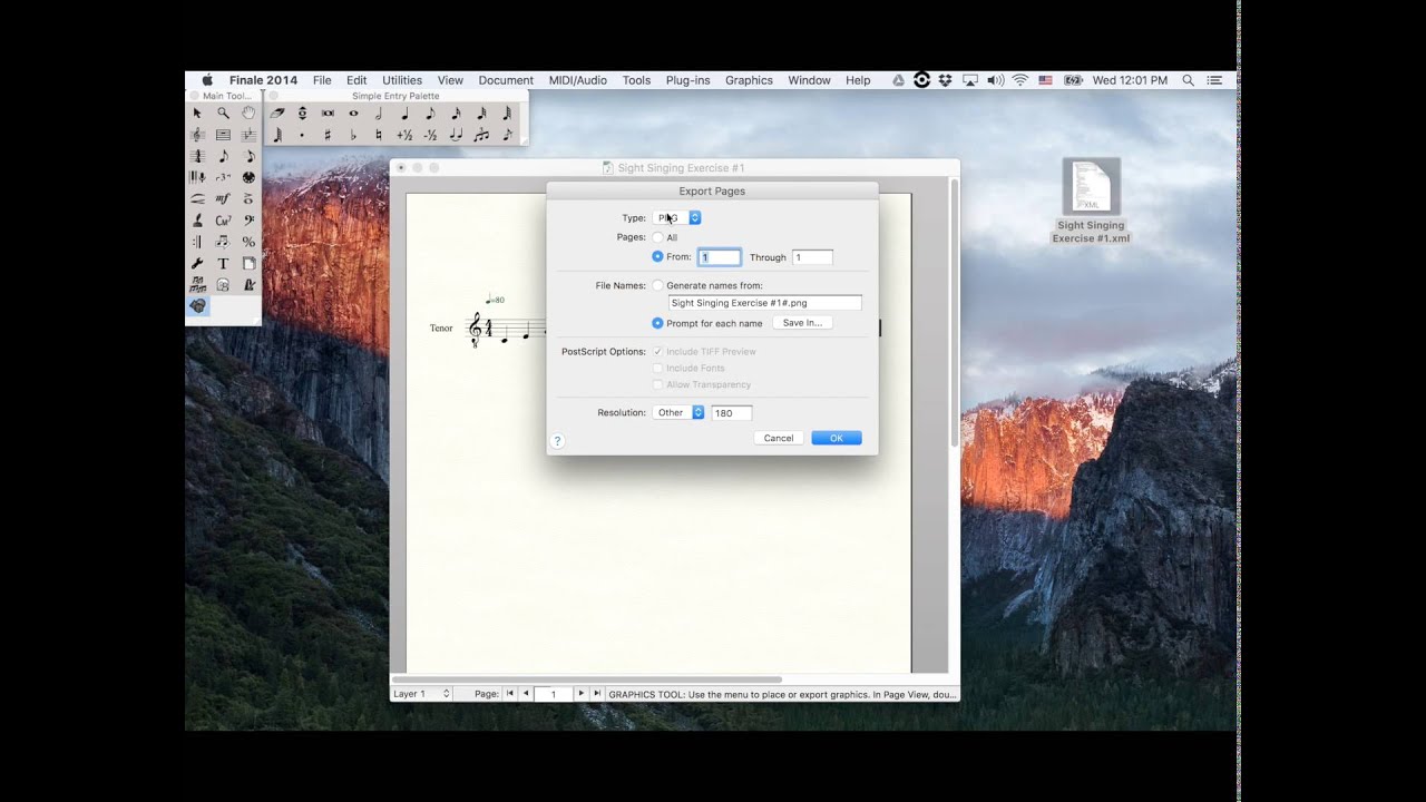 How to export xml and png files in Finale2014 - YouTube