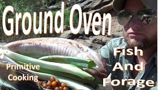 Primitive Ground Cooking -Catfish and Foraged Edibles-