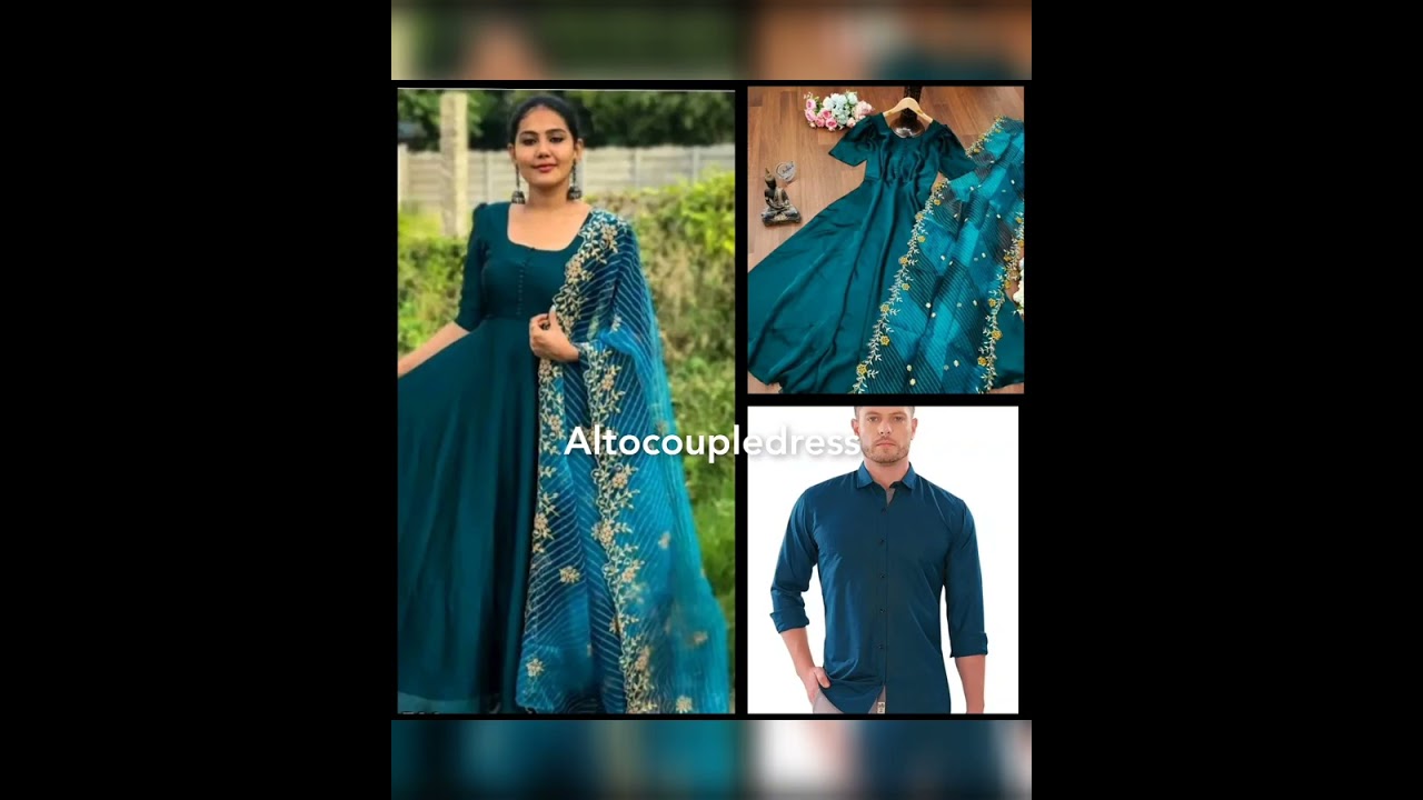 💐Matching Couple dress🎀Men shirt and Women gown with Duppatta🎀Free shipping🎀Cash on delivery