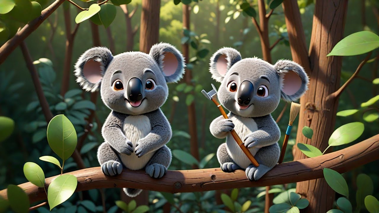 Three Sleepy Koalas Comb Their Hair | Counting & Self-Care Song Kids | Gentle Animal Nursery Rhyme