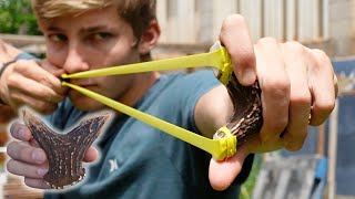 Making Slingshot from Axis Deer Antler | Shooting