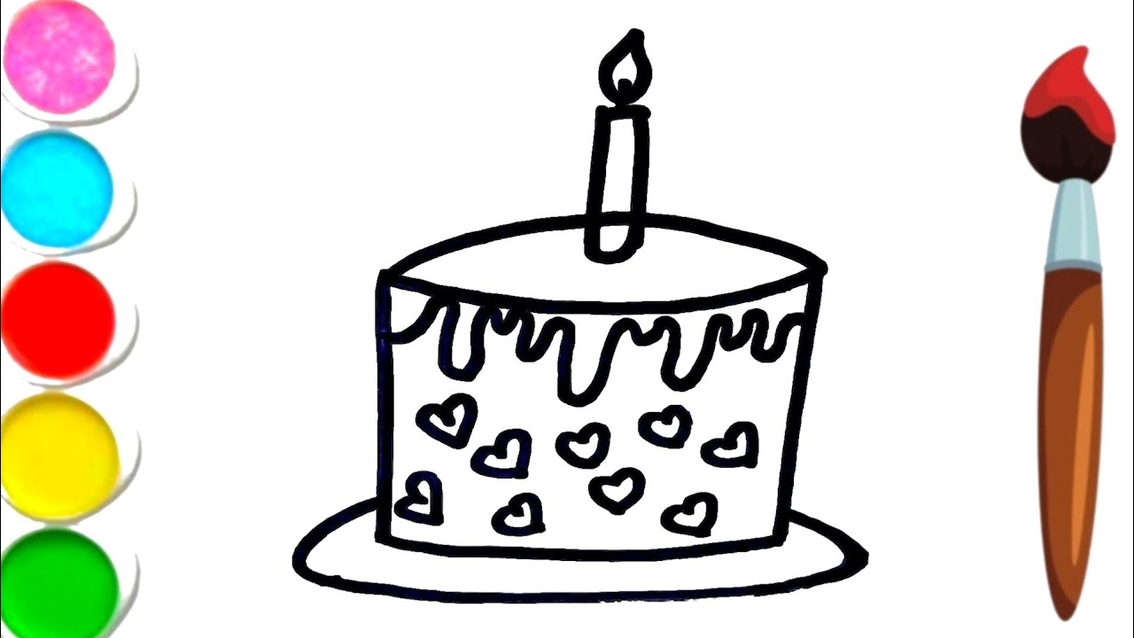 Cute Birthday Cake Drawing for Kids 🎂 | Easy Coloring for Toddlers