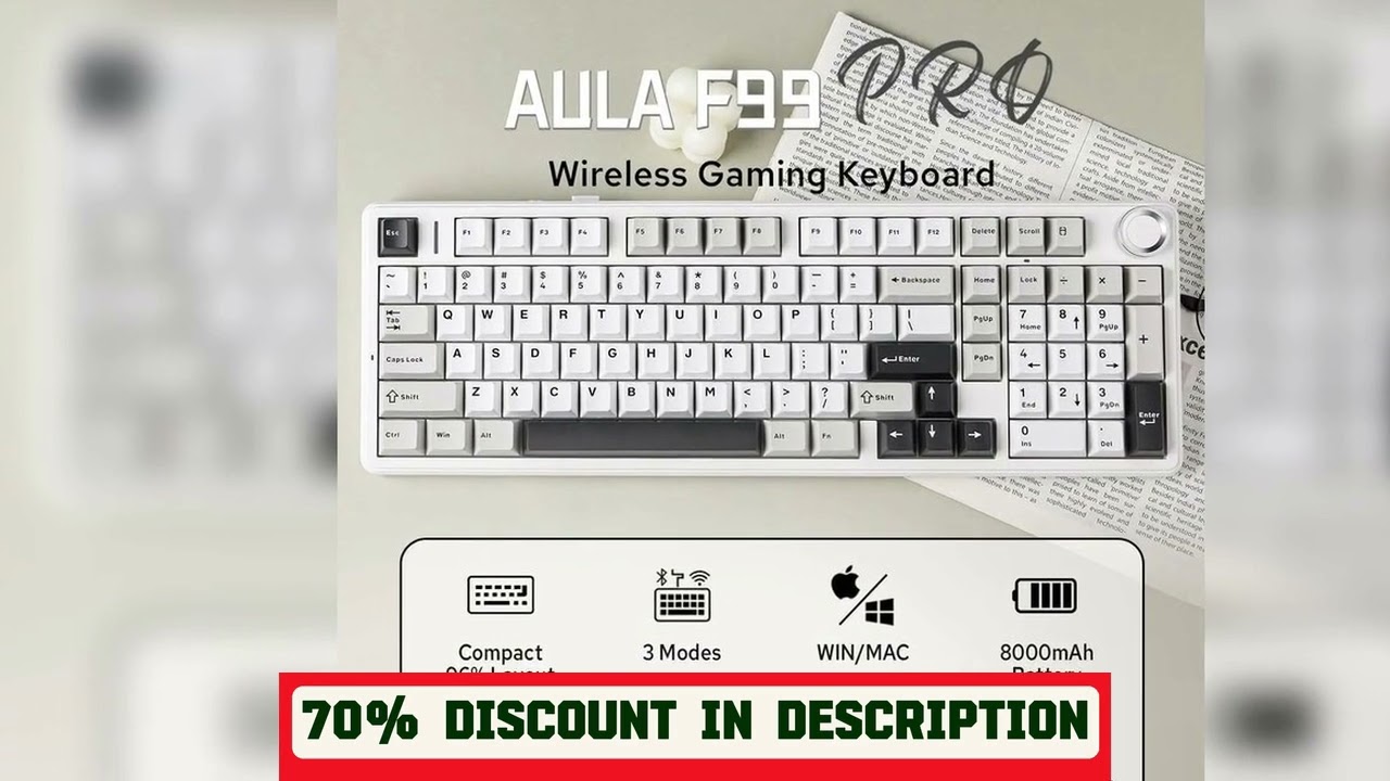 A must-have product! Aula F99 PRO 96% Mechanical Gaming Keyboard BT5.0/USB-C/2.4G Wireless Hot Swa