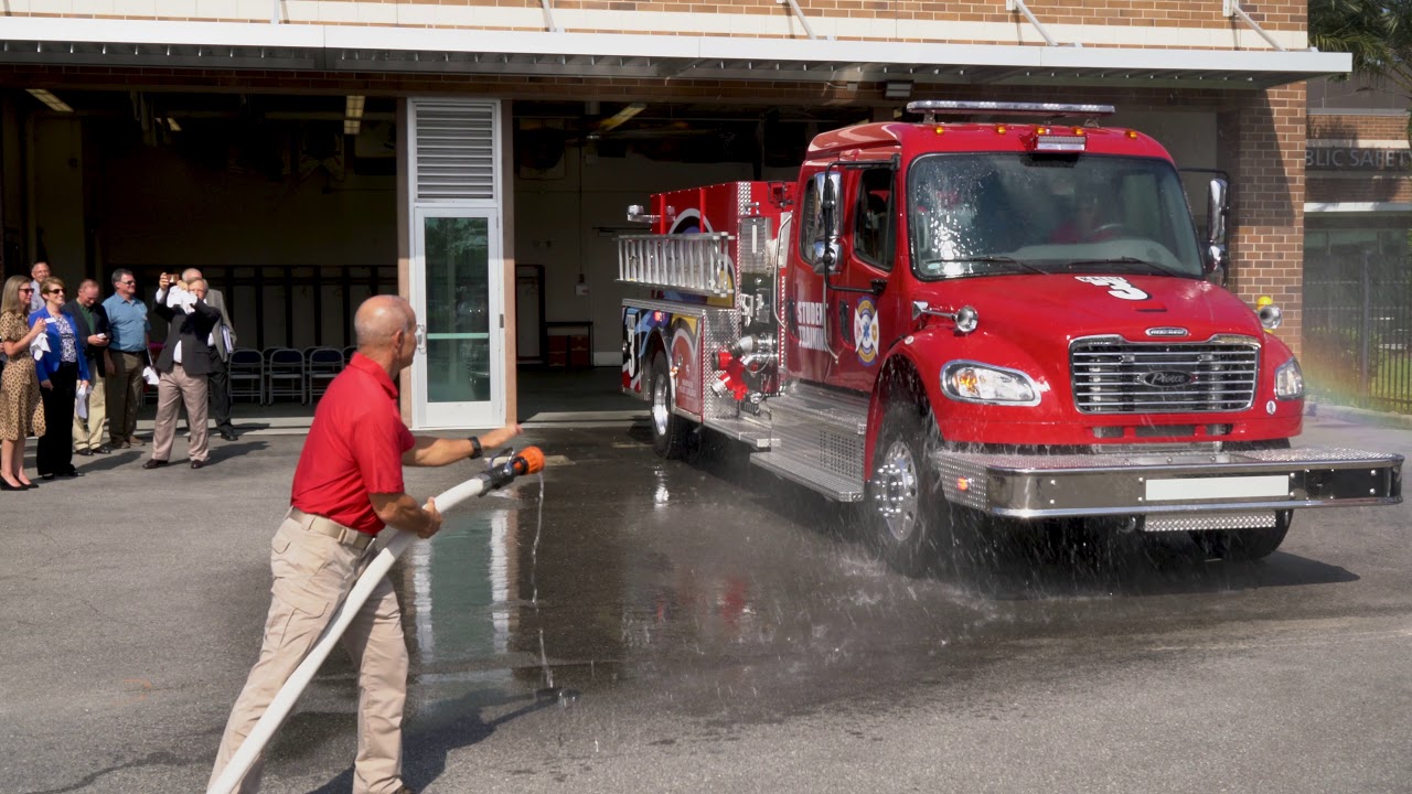 Center for Public Safety Wet Down & Pushback Ceremony - YouTube