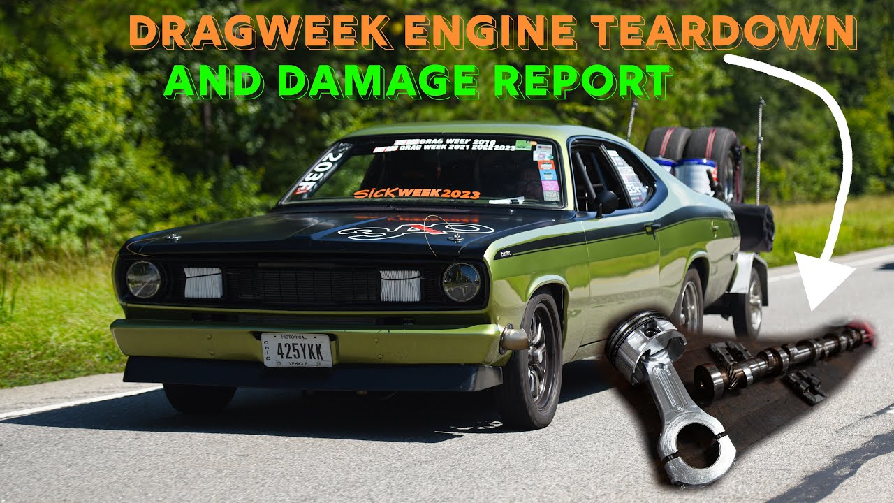 Big 3 Racing Duster engine teardown Dragweek 2023 aftermath - YouTube