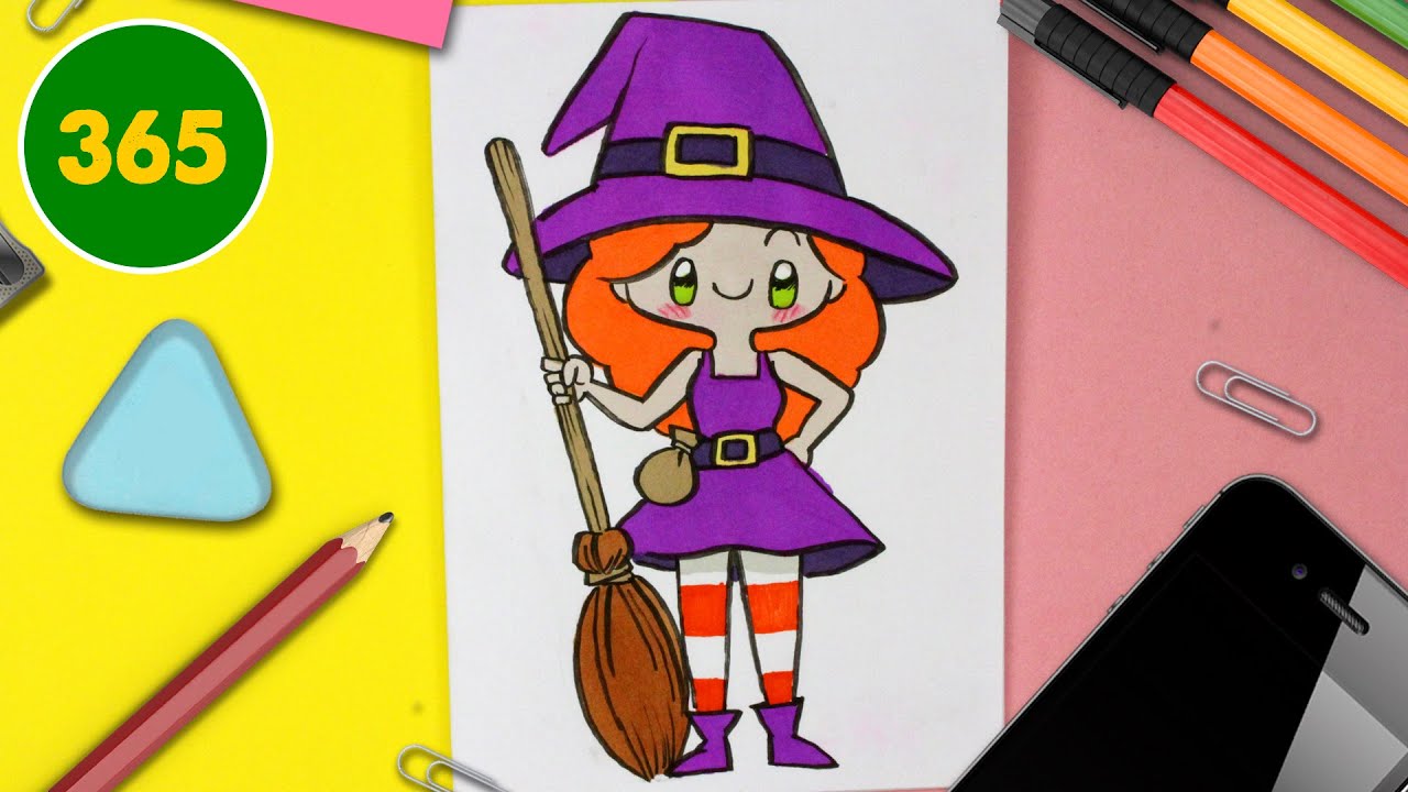 1come Disegnare Strega Kawaii Come Disegnare Halloween Youtube - spike zucca brawl stars da colorare