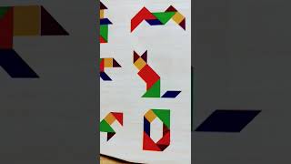 Wooden Tangram puzzle of a cat