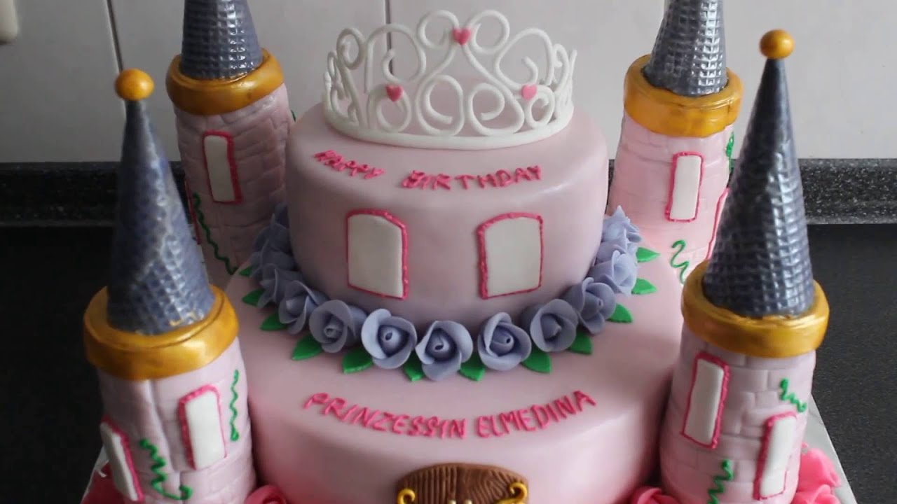 Prinzessin Schloss Fondant Torte Geburtstagstorte - YouTube
