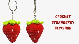 Crochet Strawberry Keychain - Crochet Keychain Idea - Crochet For Beginner - Gantungan Kunci Rajut